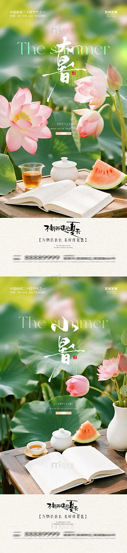 小暑大暑夏日荷塘书香景