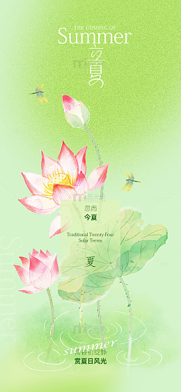 夏日荷花水墨画壁纸