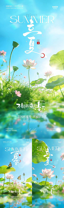 立夏夏日荷花美景宣传海报设计素材
