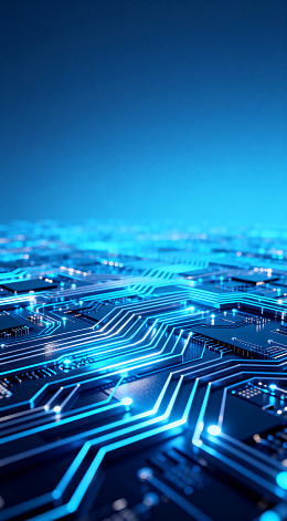科技电路板蓝色光影特写