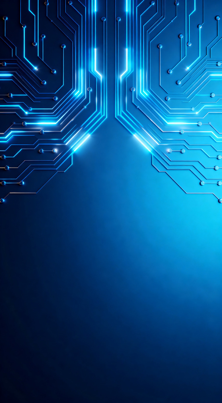 蓝色电路板科技背景图