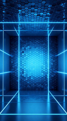 蓝色科技感隧道空间设计图