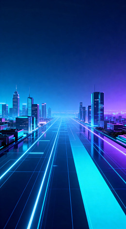 未来城市科技道路夜景