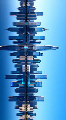 蓝调都市高楼全景
