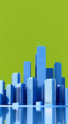 蓝色城市天际线模型图