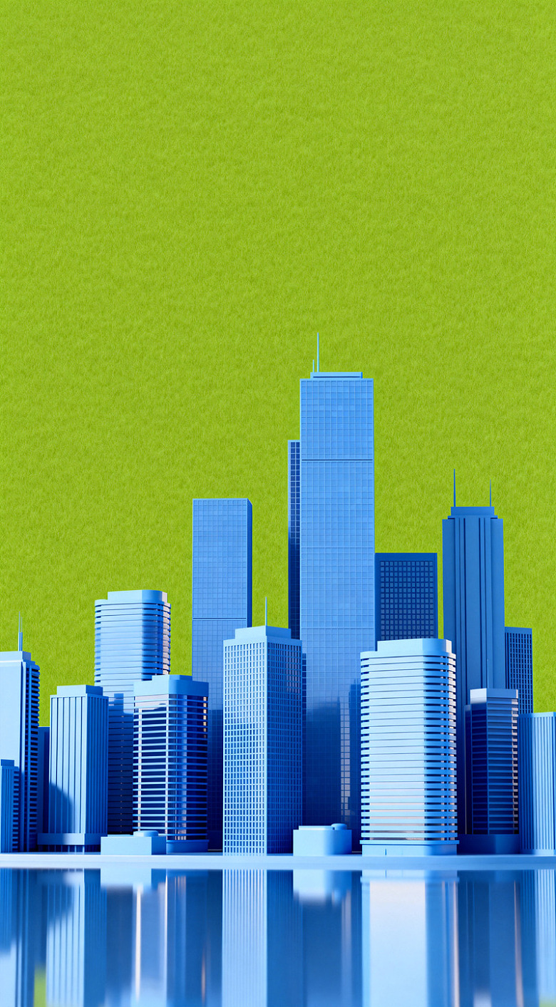 蓝色城市天际线模型图