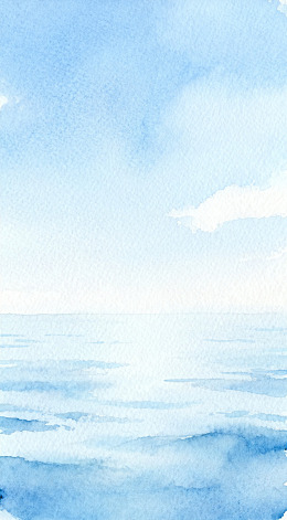 水彩海洋风景画