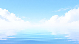蓝天白云水面风景图