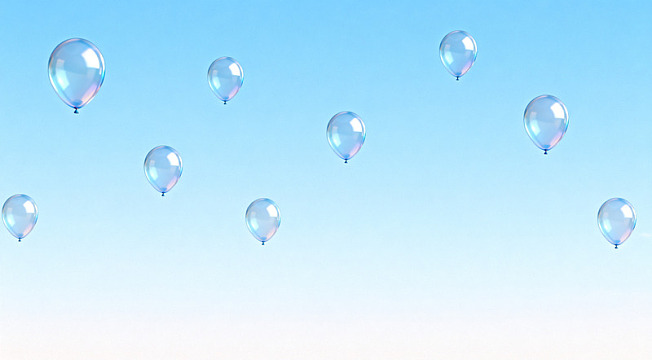 蓝天飘浮透明气球创意图片