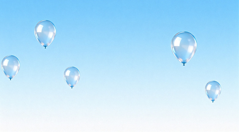 蓝天白云热气球风景画