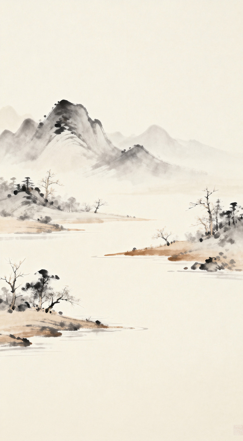 水墨山水画意境图