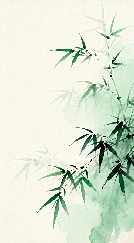 水墨竹子国画艺术插画