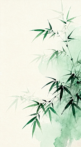 水墨竹子国画艺术插画