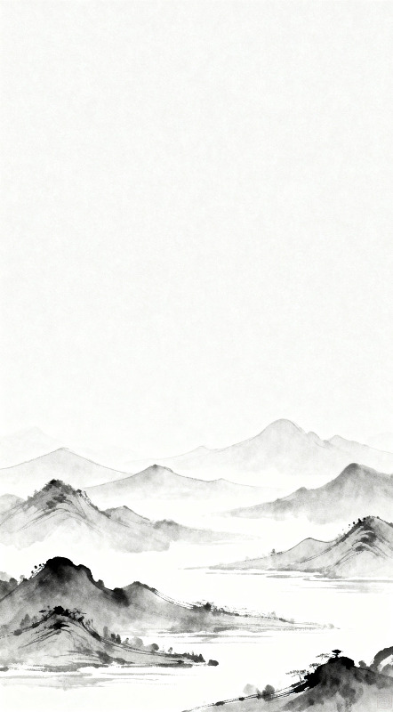 水墨山水画江山远景图