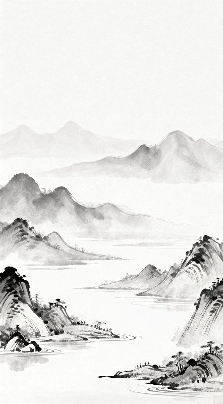 水墨山水画意境风景图