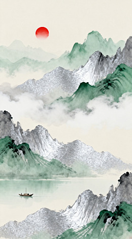 水墨山水画意境图