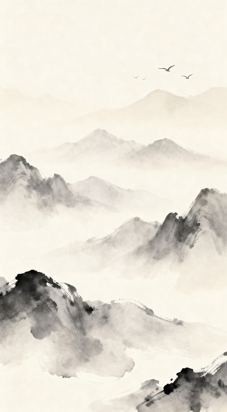 水墨山水画意境高远图