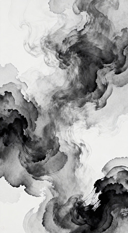 水墨烟雾抽象艺术画作