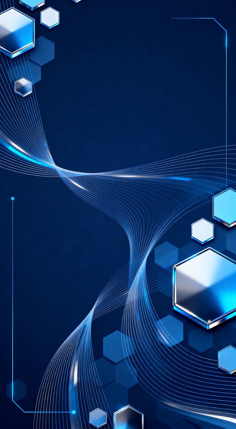 蓝色科技流线六边形背景