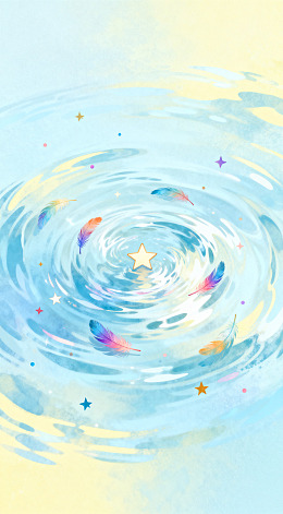 梦幻水波纹星彩插画