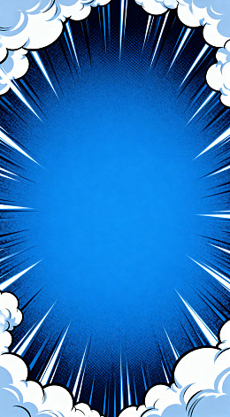 蓝色漫画风格边框设计素材
