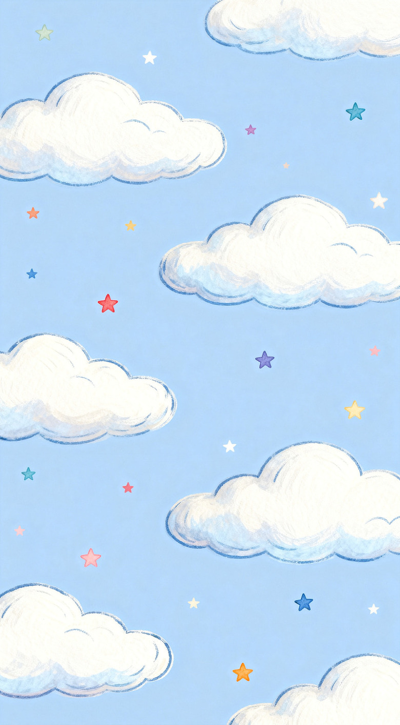 蓝天白云星星卡通壁纸