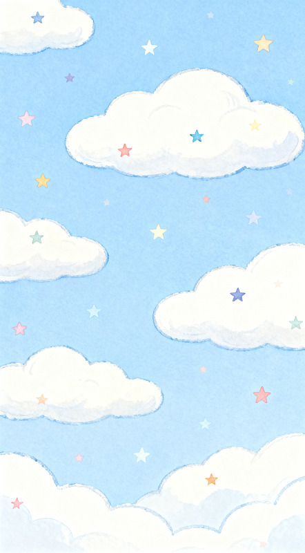 卡通天空云朵星光插画