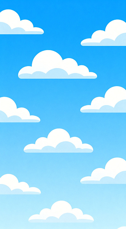 蓝天白云卡通插画