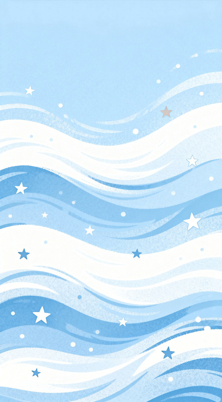 梦幻海浪星空插画