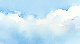 水彩云彩天空背景画