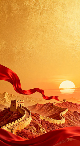 长城日落壮丽风光