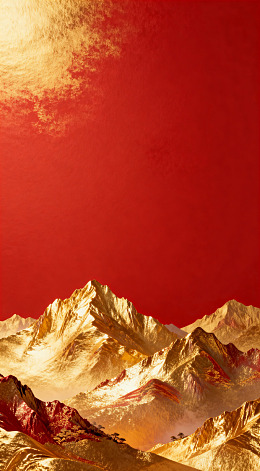 金色山脉红天壮丽景观