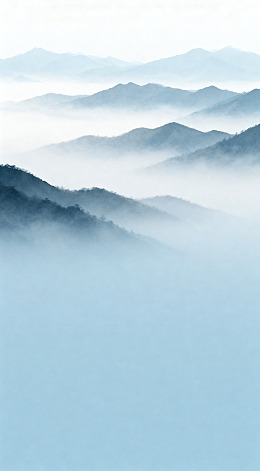 水墨山水层叠风景画