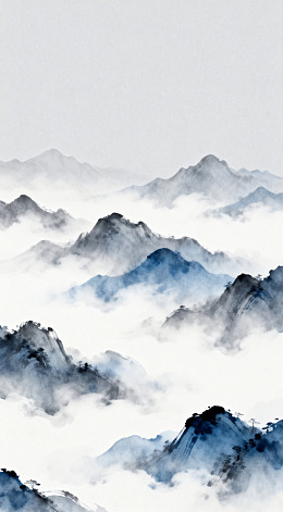 水墨山水画云雾缭绕