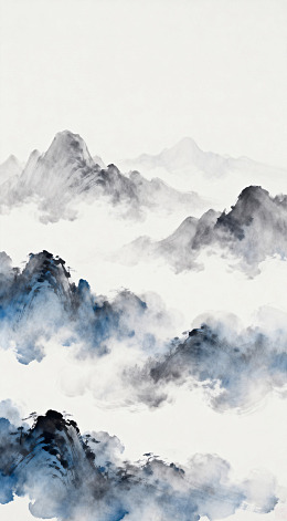 水墨山水画云雾缭绕