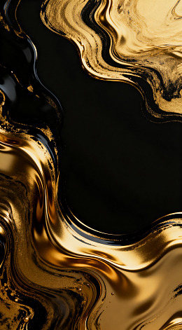 金黑流体抽象艺术壁纸