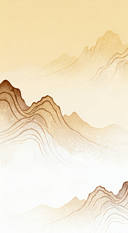 山水墨画风格简约淡雅