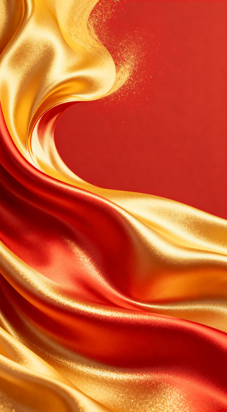 红金丝绸流动艺术图案