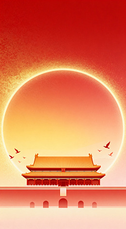 中国风红色喜庆建筑海报设计