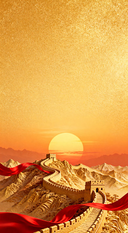 金色长城落日美景
