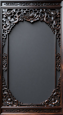 古典雕花木质镜框装饰素材