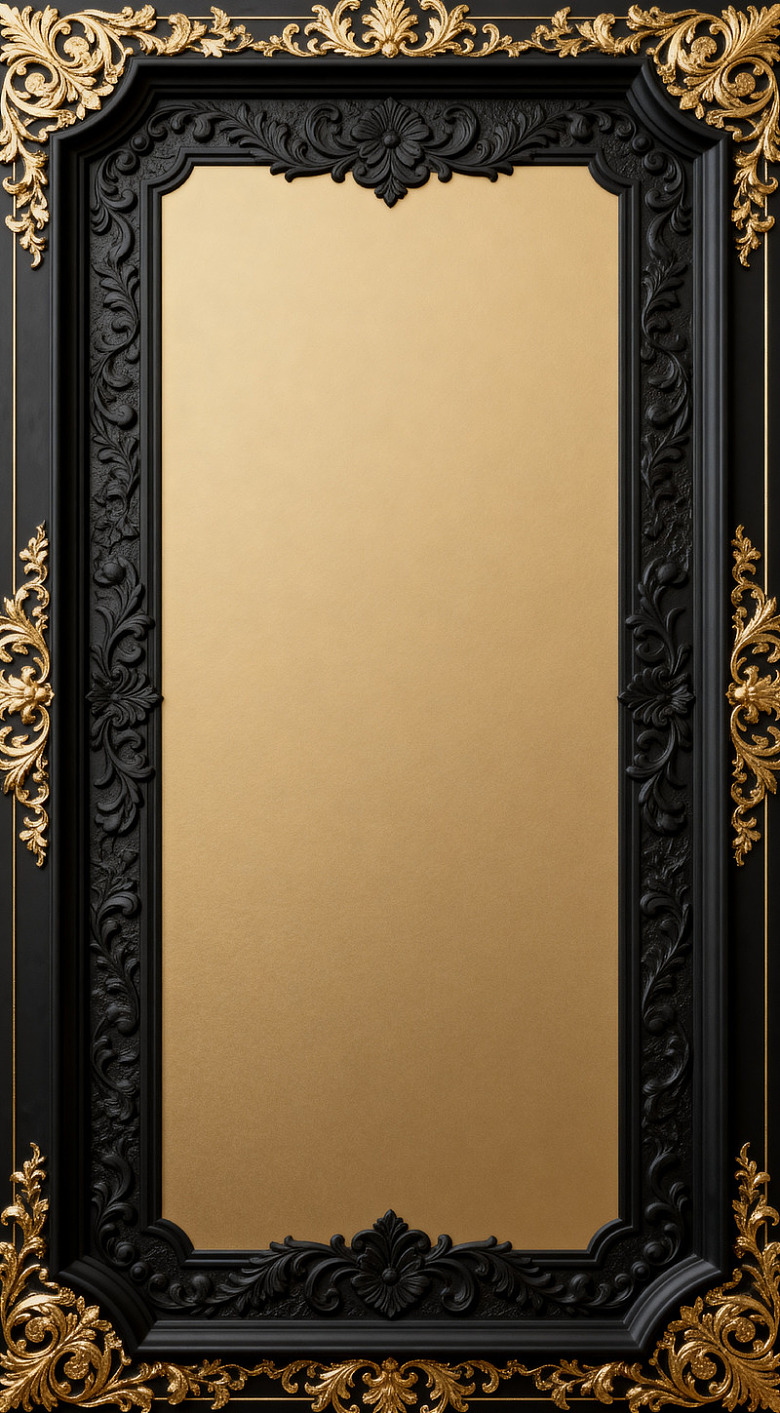 复古风格黑色雕花镜子装饰画框