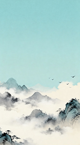 山水画卷云雾缭绕