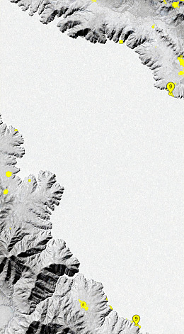 灰调山脉地形图地标分布图