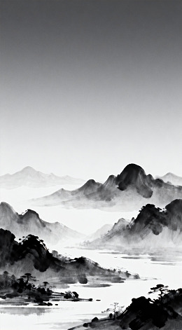 水墨山水画意境自然风光