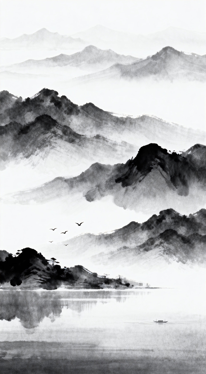 水墨山水画意境图