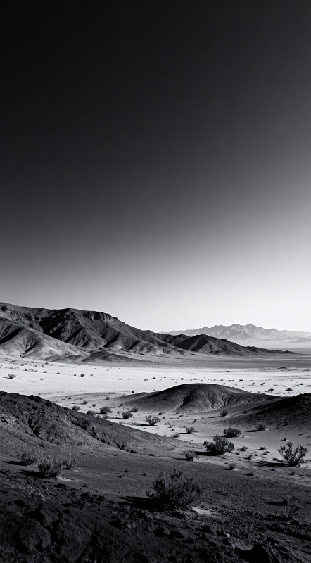 荒漠山脉黑白