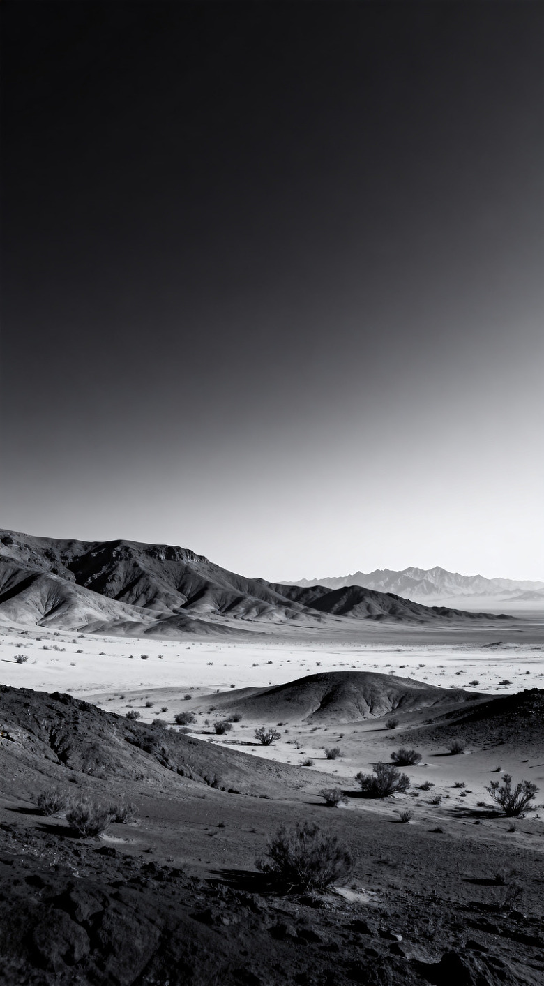 荒漠山脉黑白