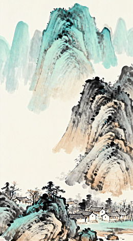 山水水墨画中国传统风格画作