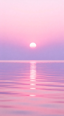粉色日落海面壁纸